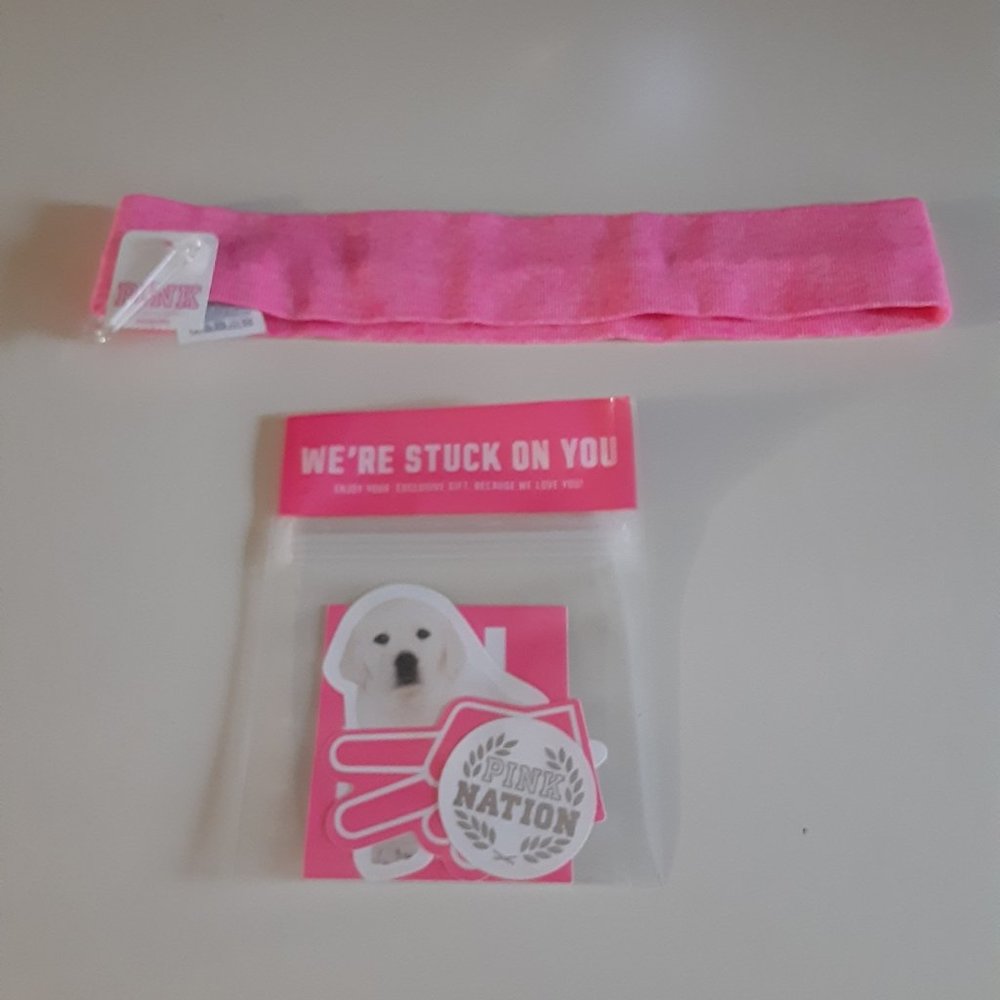 🐾🐾VS PINK STICKERS & HEADBAND BUNDLE NWT💖💖